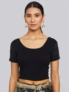 Fressia Fabrics Round Neck Saree Blouse