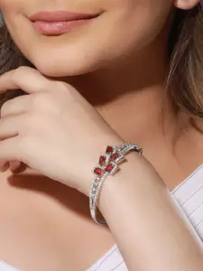 Priyaasi Women Silver-Plated American Diamond Bangle-Style Bracelet