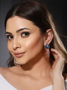 Priyaasi Rose Gold-Plated Contemporary Drop Earrings