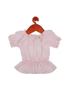 Tiny Girl Puff Sleeves Ruffles Cinched Waist Top
