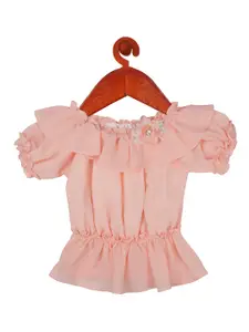 Tiny Girl Girls Puff Sleeve Cinched Waist Top