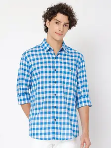 Mufti Slim Fit Checked Pure Cotton Casual Shirt