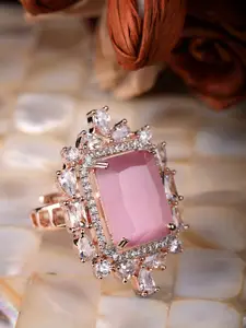 Saraf RS Jewellery Rose Gold-Plated AD-Studded Finger Ring