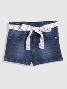 YK Girls Slim Fit Denim Shorts With Belt