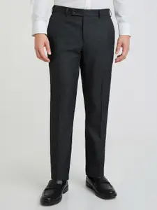Raymond Men Self Design Checked Slim Fit Formal Trousers