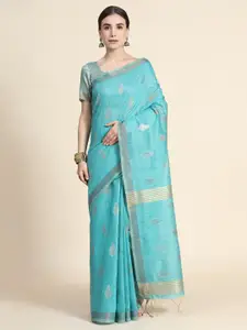 VISHNU WEAVES Ethnic Woven Design Zari Pure Cotton Saree