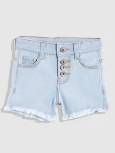 YK Girls Slim Fit Frayed Denim Shorts