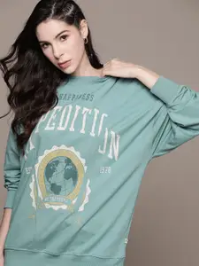 The Roadster Lifestyle Co. Printed Oversized Sweatshirt