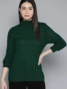 Chemistry Women Green Striped Pullover