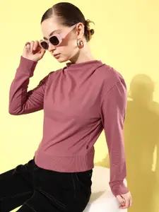 The Roadster Life Co. Solid Cowl-Neck Pullover Sweatshirt