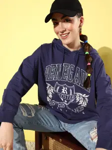 The Roadster Lifestyle Co. Women Printed Hooded Sweatshirt