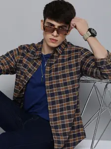 R.Code by The Roadster Life Co. R Code by The Roadster Life Co Men Tartan Checks Opaque Casual Shirt