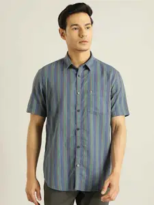 Indian Terrain Striped Chiseled Slim Fit Opaque Casual Shirt