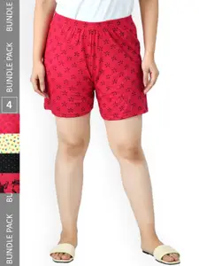IndiWeaves Women Pack Of 4 Printed High-Rise Shorts
