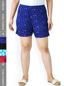 IndiWeaves Women Pack Of 4 Printed High-Rise Shorts