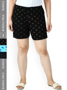 IndiWeaves Women Pack Of 3 Printed Pure Cotton Shorts