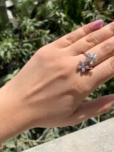SALTY Anti-Tarnish Cinderella Stone-Studded Flower Ring