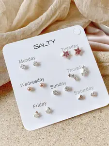SALTY Pack of 7 Contemporary Studs Earrings