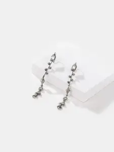 SHAYA Silver-Plated Contemporary Drop Earrings