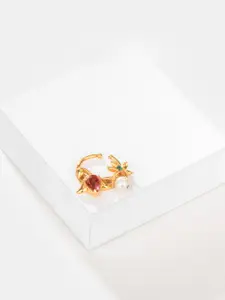 SHAYA Gold-Plated CZ-Studded Sterling Silver Nose Ring