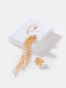 SHAYA Gold-Plated Contemporary Drop Earcuff With Earrings