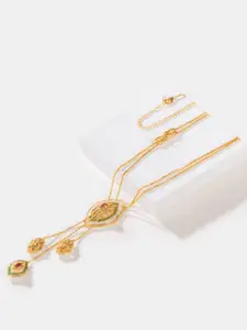 SHAYA 925 Sterling Silver Gold-Plated Stone Studded Necklace