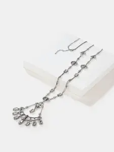 SHAYA 925 Sterling Silver-Plated Oxidised Necklace
