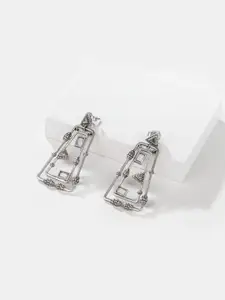 SHAYA Silver-Plated Contemporary Drop Earrings