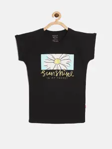 DIXCY SCOTT Slimz Girls Printed V-Neck Extended Sleeves Cotton T-shirt