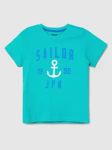 max Boys Typography Printed Pure Cotton T-Shirt