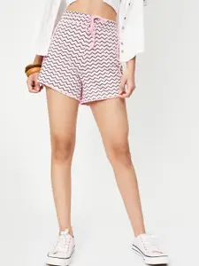 max Girls Striped Mid-Rise Casual Cotton Shorts