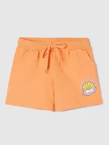 max Girls Graphic Printed Mid-Rise Pure Cotton Shorts