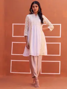 Lakshita Embroidered Schiffli Panelled A-Line Kurta