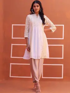 Lakshita Mandarin Collar Floral Printed A-Line Kurta