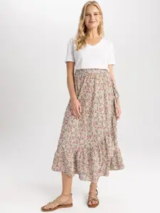 DeFacto Floral Printed A Line Midi Skirt