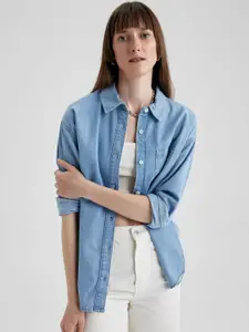 DeFacto Spread Collar Pure Cotton Casual Shirt