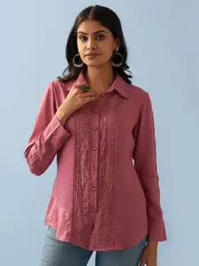 Lakshita Self Deisgn Smart Opaque Pure Cotton Semiformal Shirt