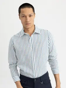 DeFacto Striped Opaque Spread Collar Pure Cotton Casual Shirt