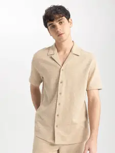 DeFacto Self Design Cuban Collar Casual Shirt
