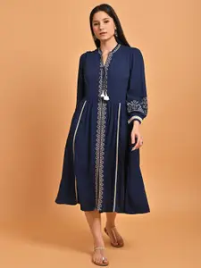 Lakshita Ethnic Motifs Embroidered A-Line Midi Dress