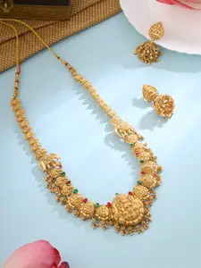Yellow Chimes Gold-Plated Long Temple Necklace & Earrings