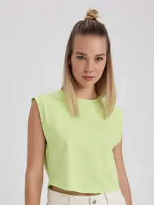 DeFacto Extended Sleeves Pure Cotton Crop Top