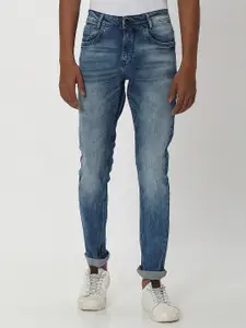 Mufti Men Blue Skinny Fit Mid-Rise Clean Look Heavy Fade Stretchable Jeans
