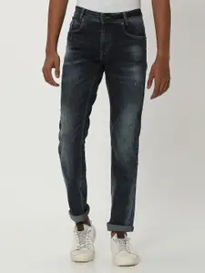 Mufti Men Slim Fit Mid-Rise Low Distress Clean Look Heavy Fade Stretchable Jeans