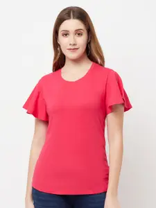 GLITO Flared Sleeves Relaxed Fit Cotton Top