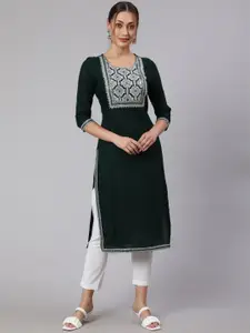 KALINI Ethnic Motifs Yoke Design Thread Work Kurta