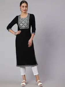 KALINI Ethnic Motifs Yoke Design Thread Work Kurta