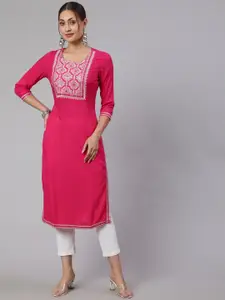 KALINI Ethnic Motifs Embroidered Straight Kurta