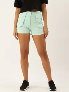 FOREVER 21 Women Solid Pure Cotton Mid Rise Shorts With Pockets