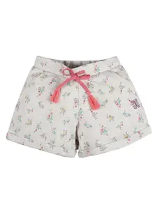 PLUM TREE Girls Floral Printed Mid Rise Pure Cotton Shorts